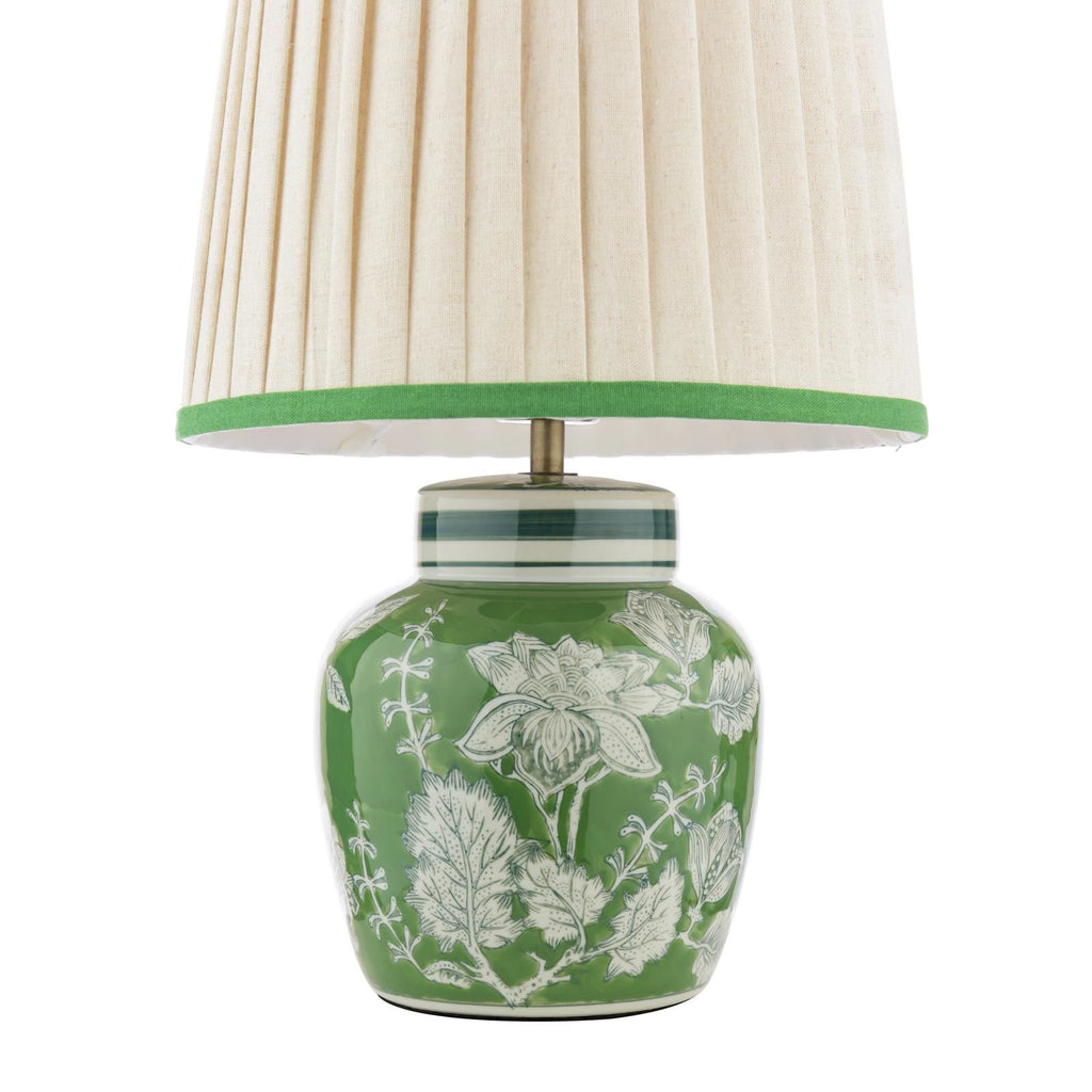 Laura Ashley Colwich Table Lamp Green Ceramic and Antique Brass With Shade LA3756733-Q