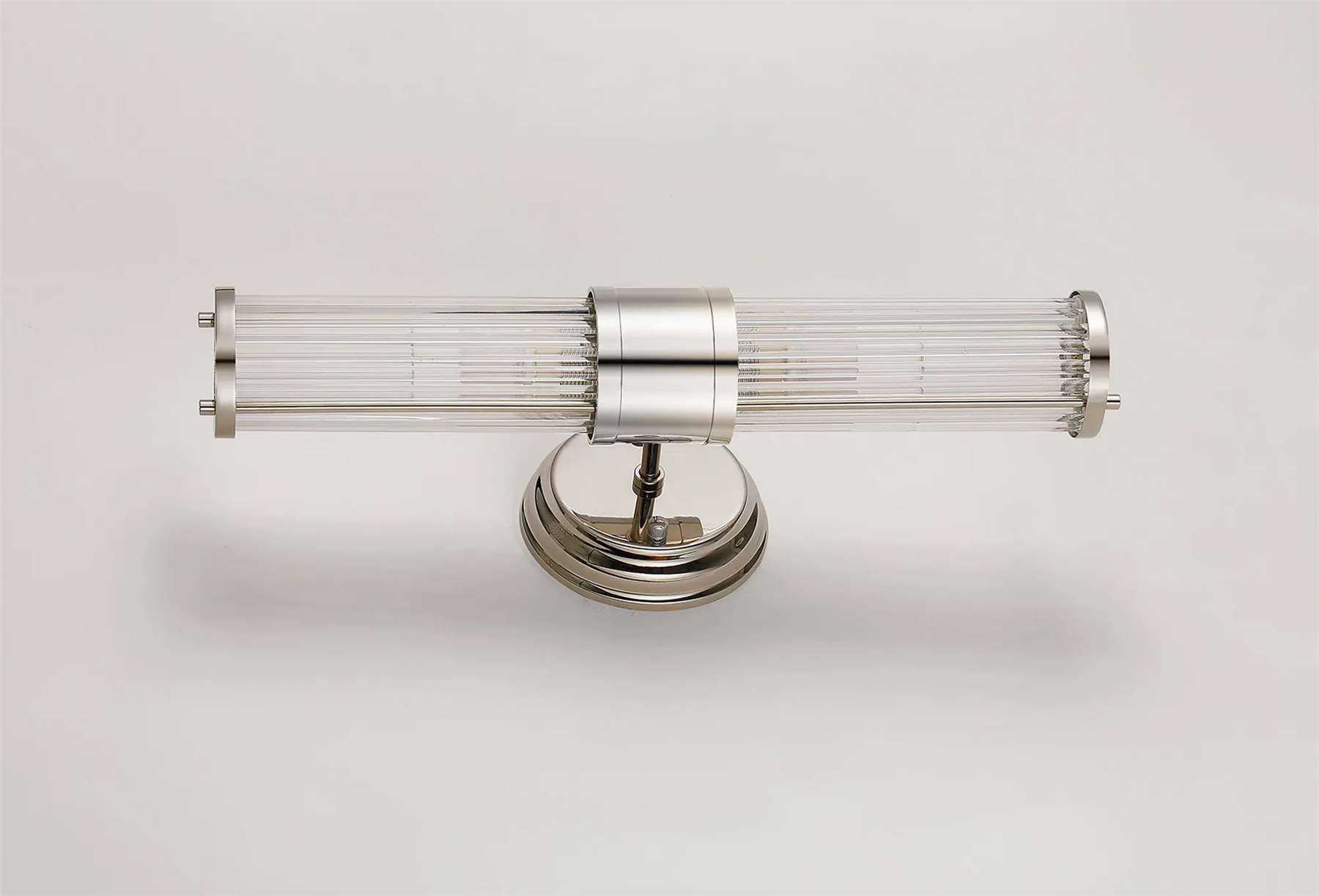 Pillar Up And Down 2 Light Bathroom Wall Light In Polished Nickel And Clear Glass Rods IP44 E14
