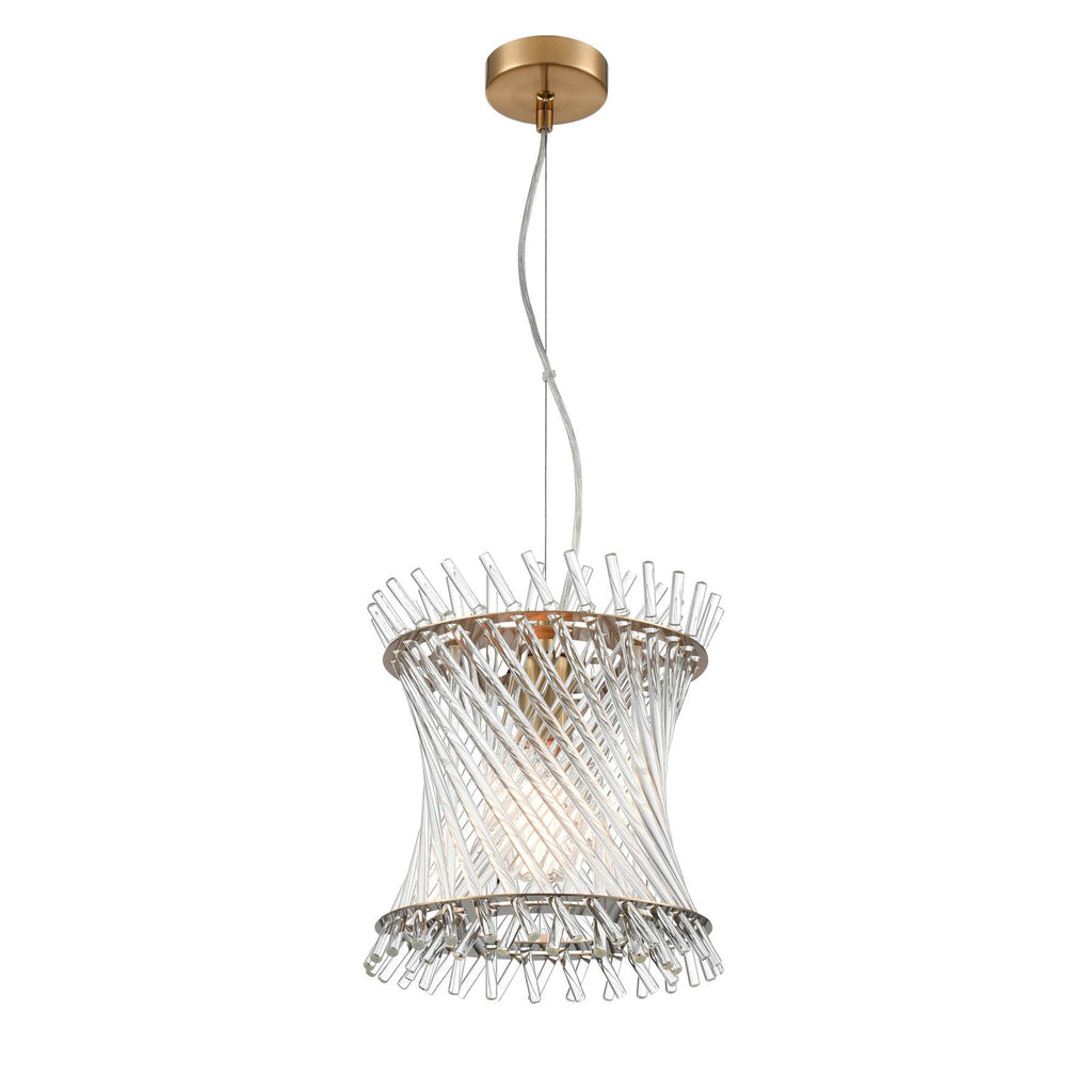 Franklite Ethereal Single Ceiling Pendant With Angled Glass Rods In Aged Brass Finish PCH482