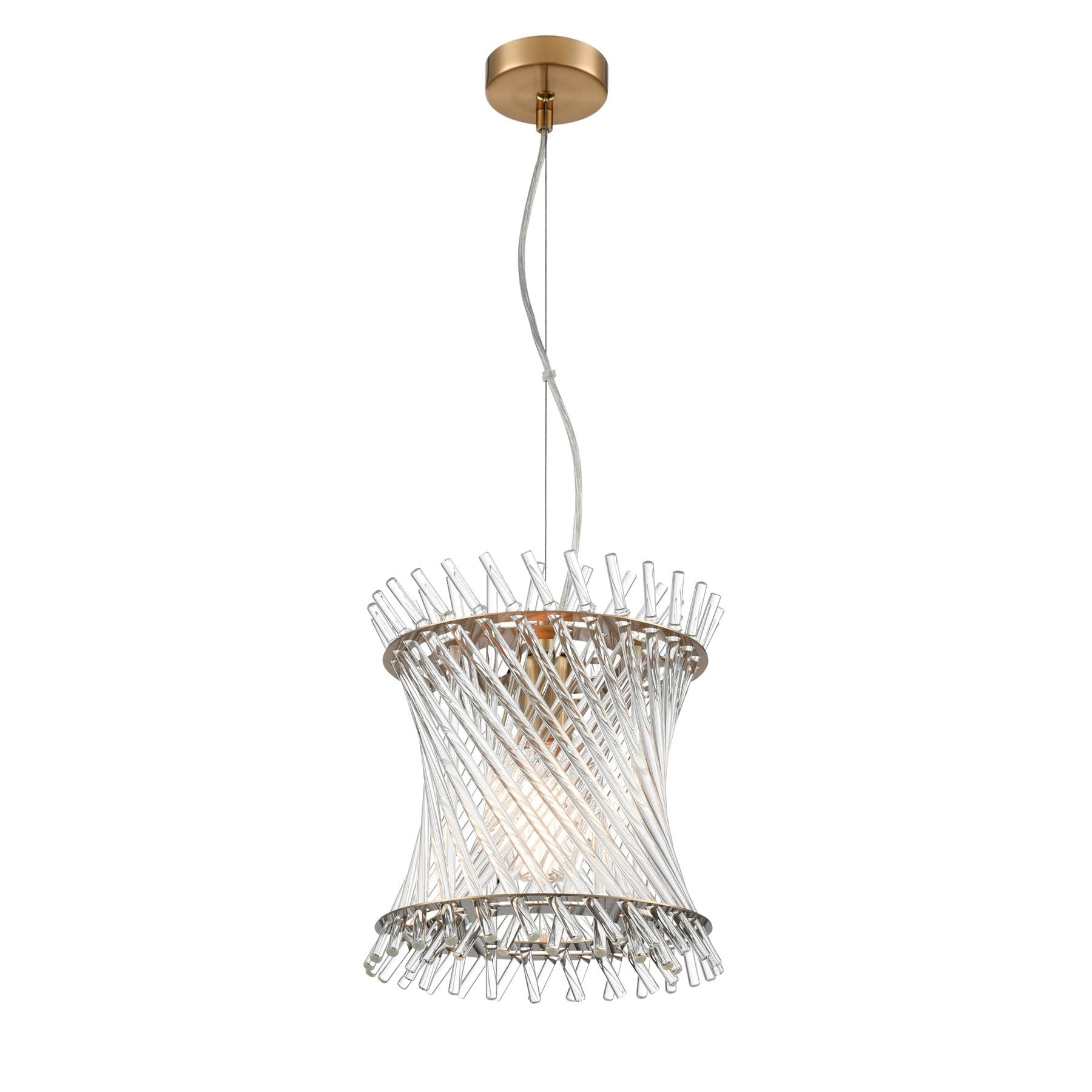 Franklite Ethereal Single Ceiling Pendant With Angled Glass Rods In Aged Brass Finish PCH482