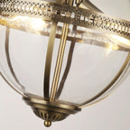 Coronet 3 Light Ceiling Pendant Light In Antique Brass Finish With Glass Shade 44213-3AB