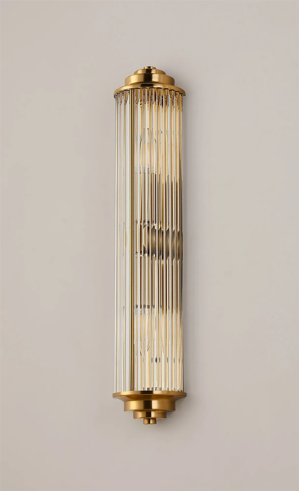 Pillar 2 Light Bathroom Wall Light In Gold And Clear Glass Rods IP44 E14