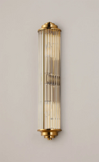 Pillar 2 Light Bathroom Wall Light In Gold And Clear Glass Rods IP44 E14