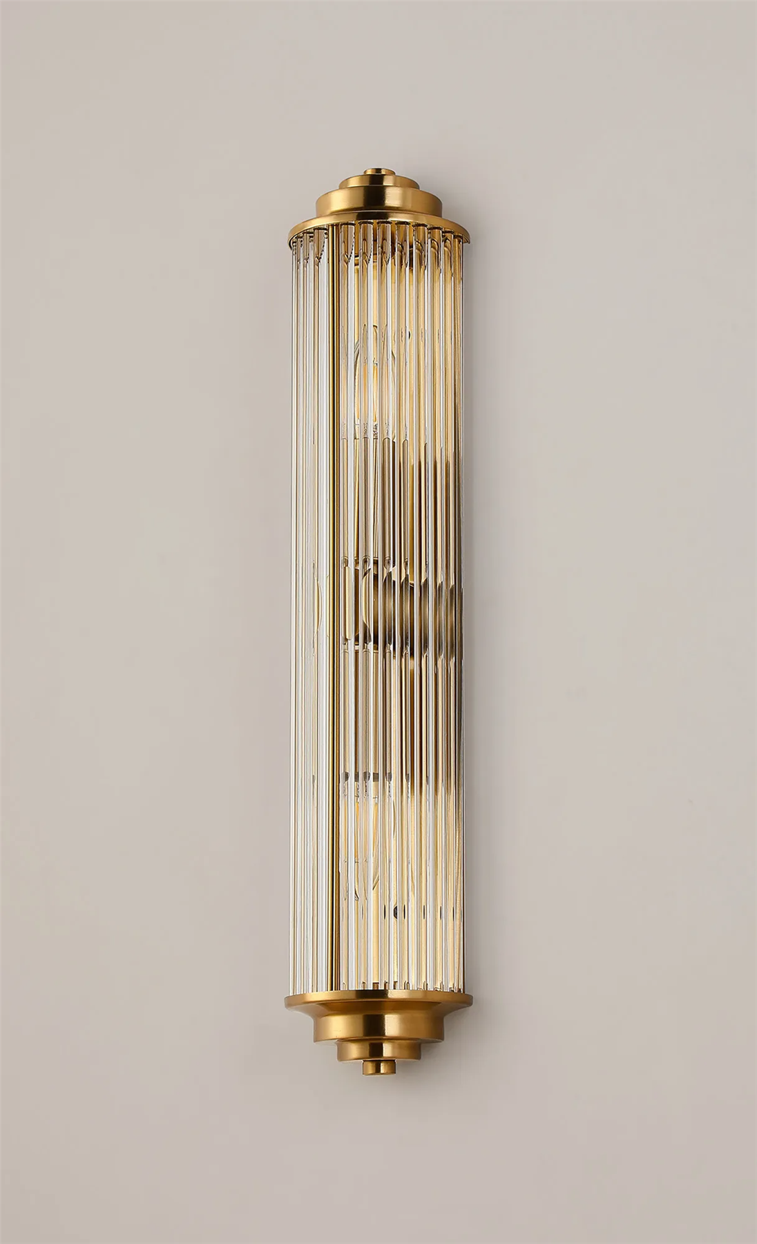 Pillar 2 Light Bathroom Wall Light In Gold And Clear Glass Rods IP44 E14