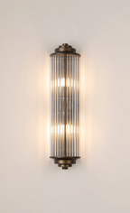 Pillar 2 Light Bathroom Wall Light In Bronze And Clear Glass Rods IP44 G9