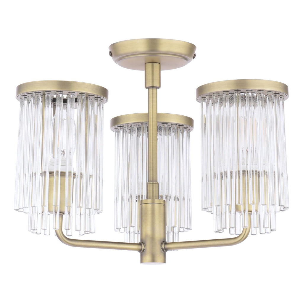Laura Ashley Hilcote 3 Light Semi-Flush Matt Antique Brass and Glass LA3756649-Q
