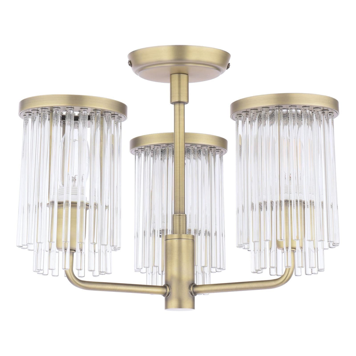 Laura Ashley Hilcote 3 Light Semi-Flush Matt Antique Brass and Glass LA3756649-Q