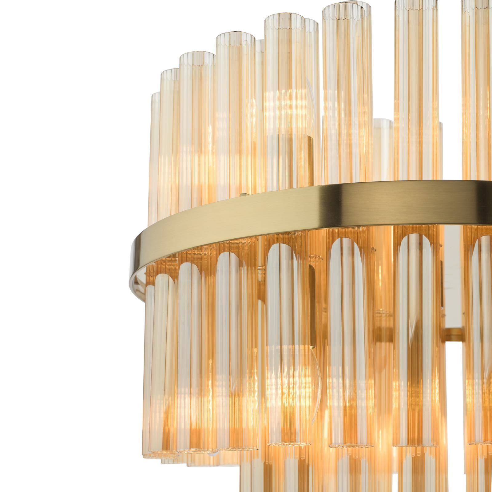 Imani 12 Light Pendant Natural Brass and Champagne Ribbed Glass IMA1235