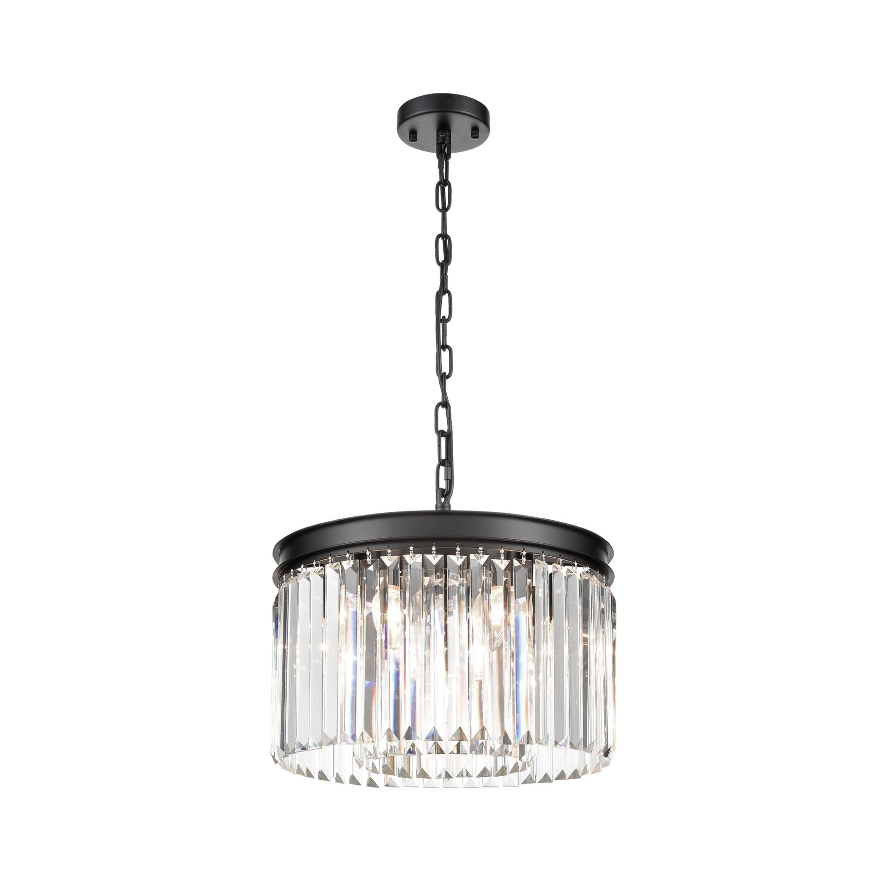 Perdita 5 Light Ceiling Pendant Light In Matt Black With Crystal Glass FL2413-5