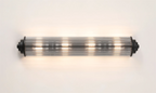 Pillar 4 Light Bathroom Wall Light In Satin Black And Clear Glass Rods IP44 G9