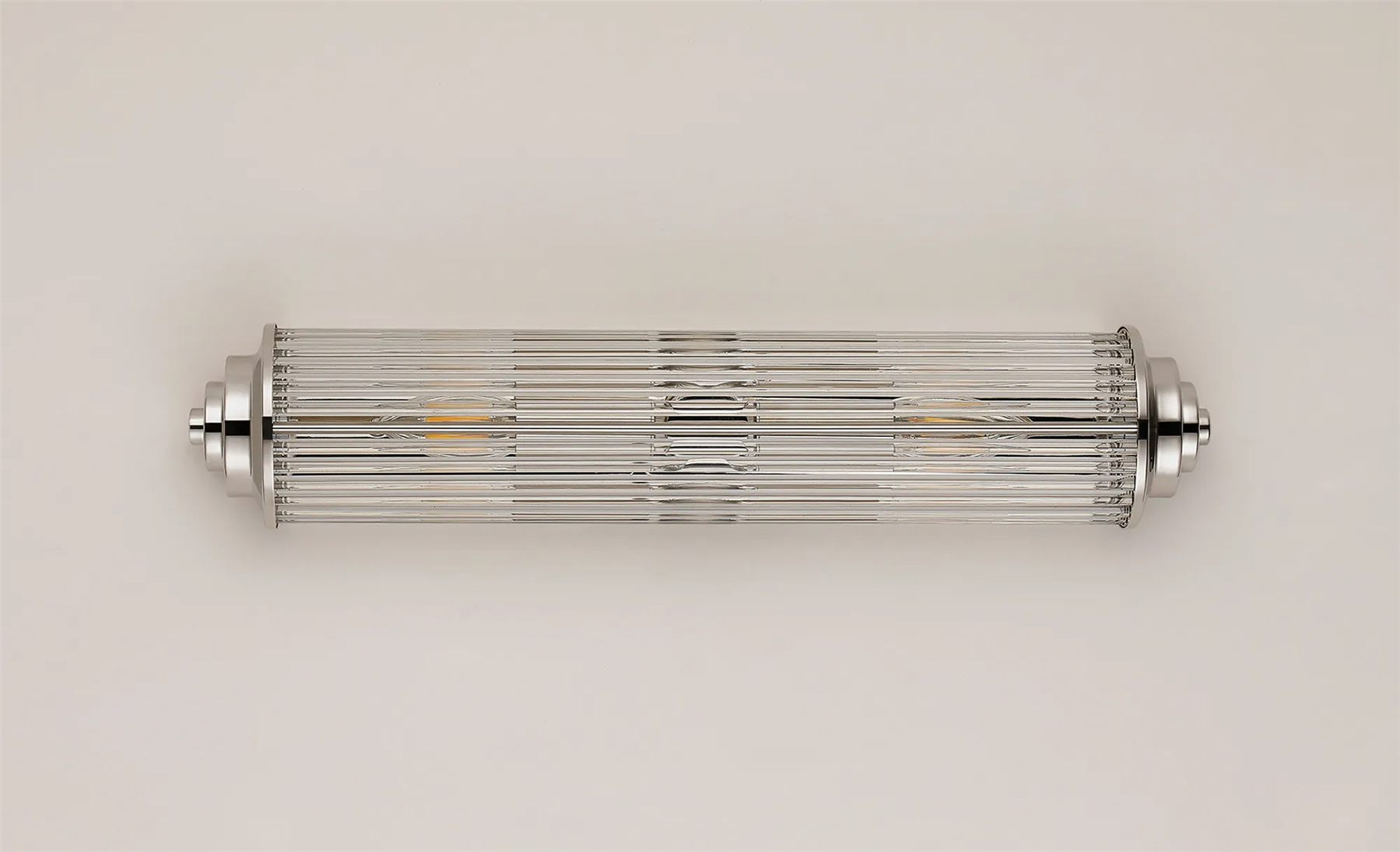 Pillar 2 Light Bathroom Wall Light In Polished Nickel And Clear Glass Rods IP44 E14