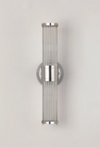 Pillar Up And Down 2 Light Bathroom Wall Light In Polished Nickel And Clear Glass Rods IP44 E14