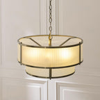 Ridgeton 5 Light Tiered Ceiligng Pendnat In Antique Brass With Frosted Glass 119459
