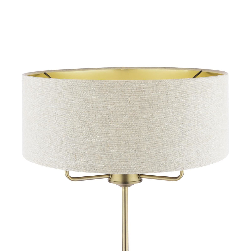 Laura Ashley Sorrento 3 Light Floor Lamp Matt Antique Brass With Natural Shade LA3756755-Q