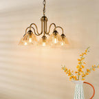 Erika 5 Light Pendant Antique Bronze and Amber Glass ERI0563