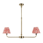 Lille 2 Light Linear Ceiling Pendant Light In Antique Brass With Coral Pink Shades 118077
