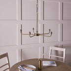 Lille 5 Light Ceiling Pendant Light In Antique Brass With Natural Linen Shades 117833