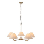 Lille 5 Light Ceiling Pendant Light In Antique Brass With Natural Linen Shades 117833