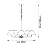 Lille 5 Light Ceiling Pendant Light In Antique Brass With Natural Linen Shades 117833