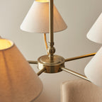 Lille 5 Light Ceiling Pendant Light In Antique Brass With Natural Linen Shades 117833
