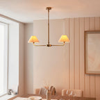 Lille 2 Light Linear Ceiling Pendant Light In Antique Brass With Natural Linen Shades 117835