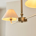 Lille 2 Light Linear Ceiling Pendant Light In Antique Brass With Natural Linen Shades 117835