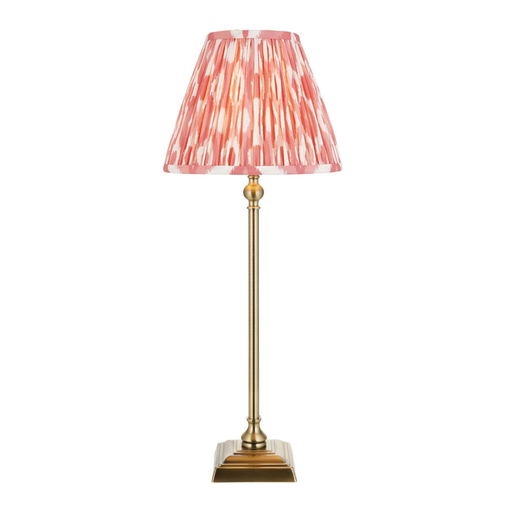 Lille Table Lamp In Antique Brass With Coral Pink Shade 118139