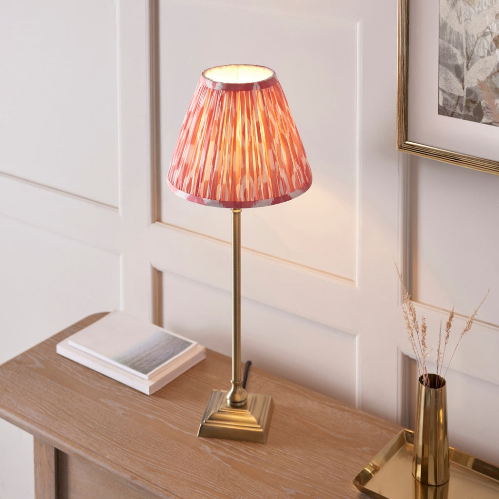 Lille Table Lamp In Antique Brass With Coral Pink Shade 118139