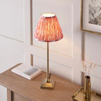 Lille Table Lamp In Antique Brass With Coral Pink Shade 118139