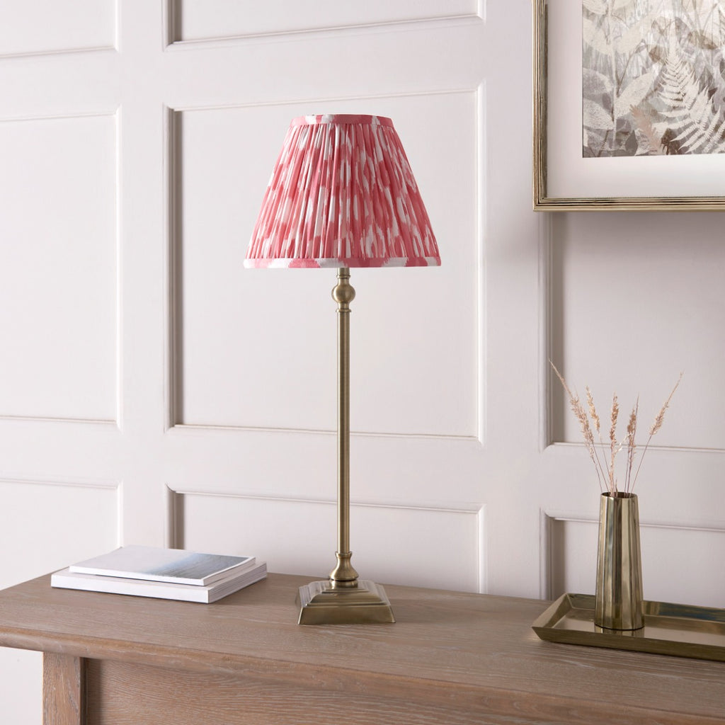 Lille Table Lamp In Antique Brass With Coral Pink Shade 118139