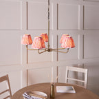 Lille 5 Light Ceiling Pendant Light In Antique Brass With Coral Pink Shades 118045