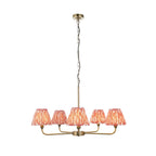 Lille 5 Light Ceiling Pendant Light In Antique Brass With Coral Pink Shades 118045