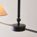 Lille 2 Light Linear Ceiling Pendant Light In Matt Black With Natural Linen Shades 117834