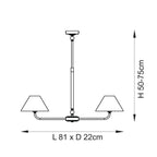 Lille 2 Light Linear Ceiling Pendant Light In Matt Black With Natural Linen Shades 117834