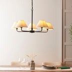 Lille 5 Light  Ceiling Pendant Light In Matt Black With Natural Linen Shades 117832