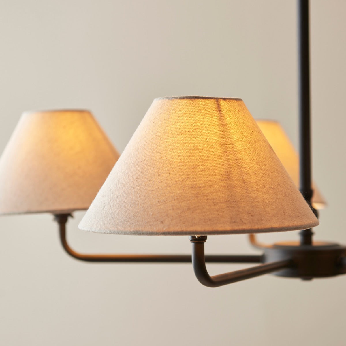 Lille 5 Light  Ceiling Pendant Light In Matt Black With Natural Linen Shades 117832
