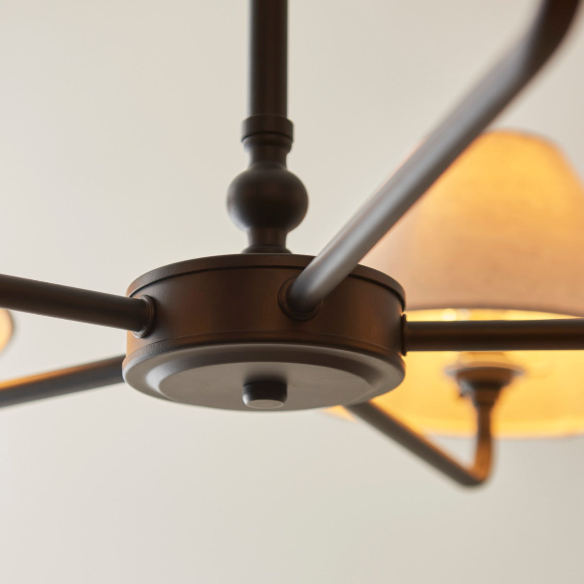 Lille 5 Light  Ceiling Pendant Light In Matt Black With Natural Linen Shades 117832