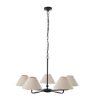 Lille 5 Light  Ceiling Pendant Light In Matt Black With Natural Linen Shades 117832