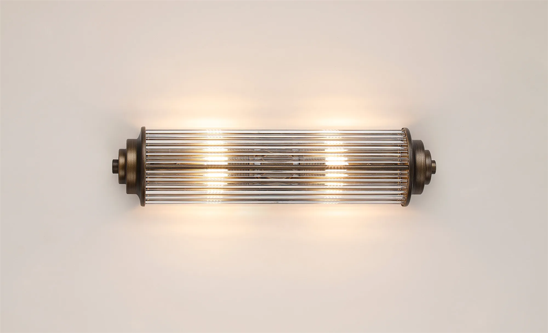 Pillar 2 Light Bathroom Wall Light In Bronze And Clear Glass Rods IP44 G9