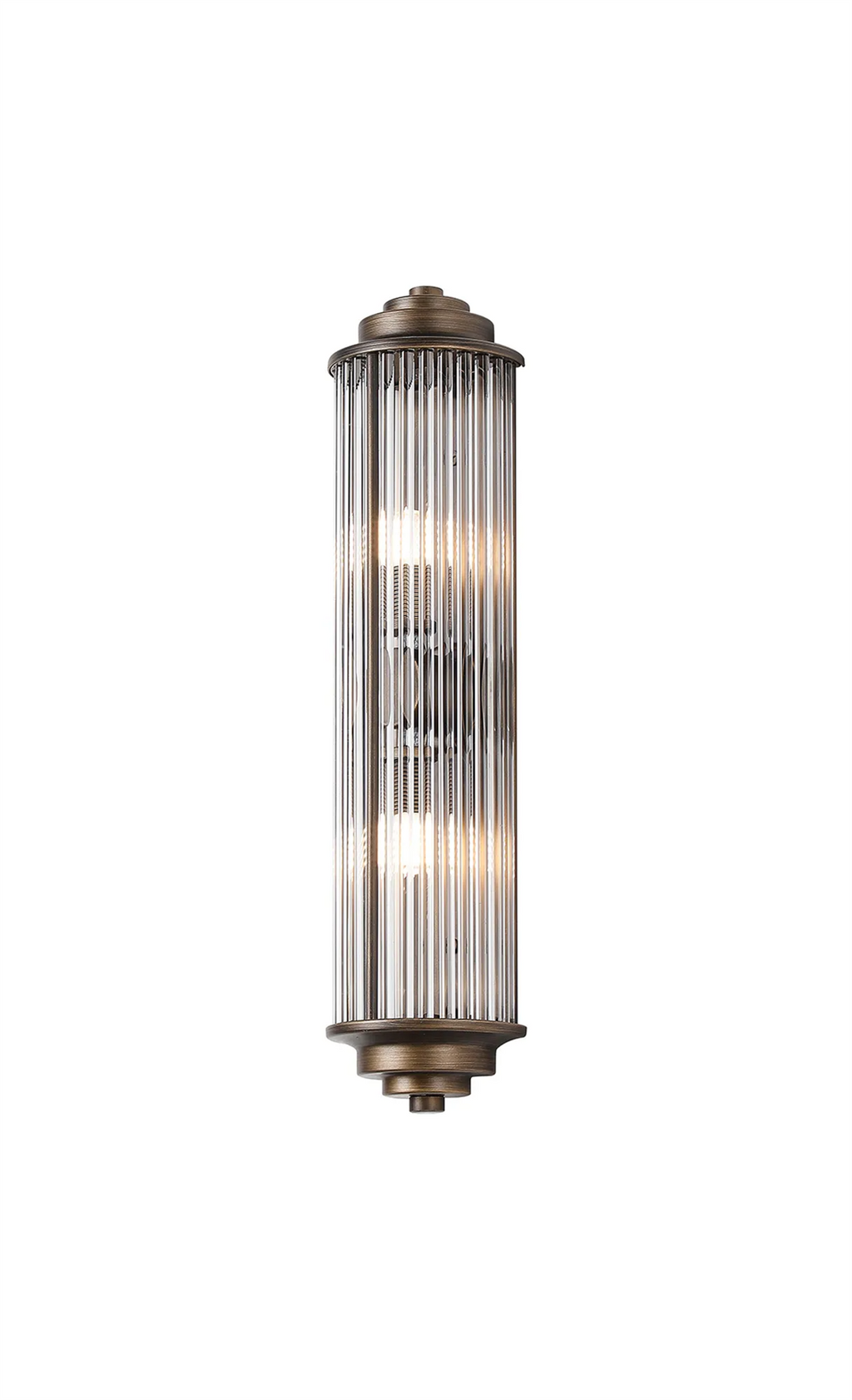 Pillar 2 Light Bathroom Wall Light In Bronze And Clear Glass Rods IP44 G9