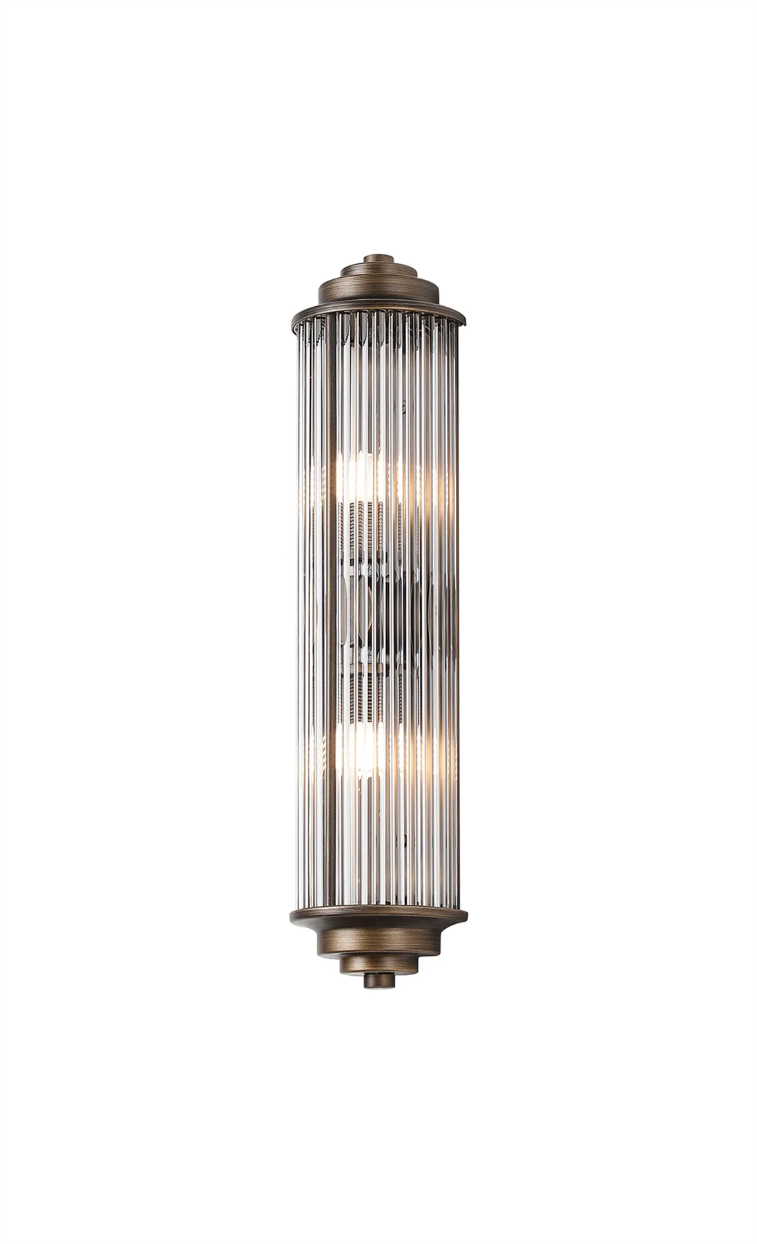 Pillar 2 Light Bathroom Wall Light In Bronze And Clear Glass Rods IP44 G9