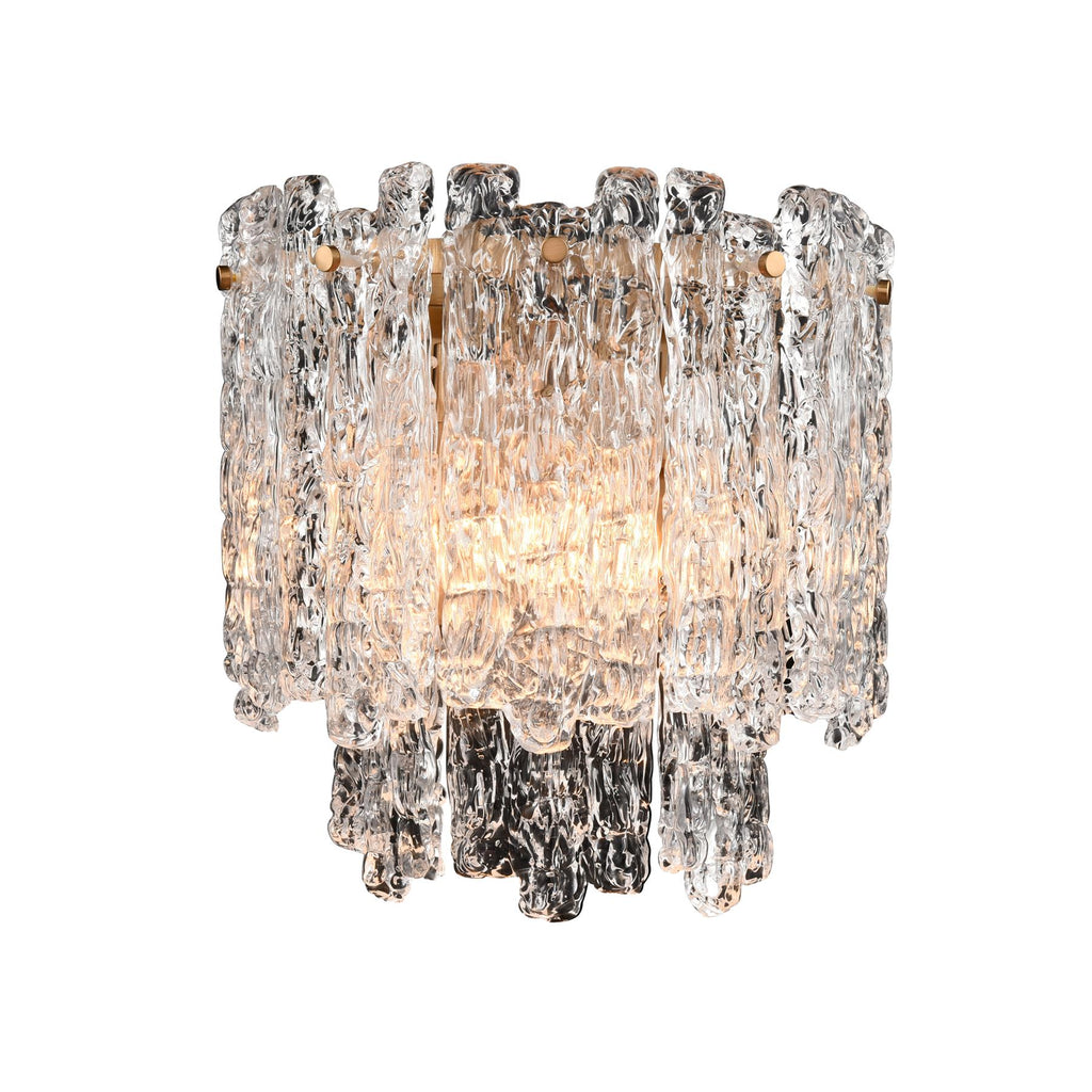 Franklite Icicle 2 Light Wall Light In Aged Brass With Ice Shaped Glass FL2454-2