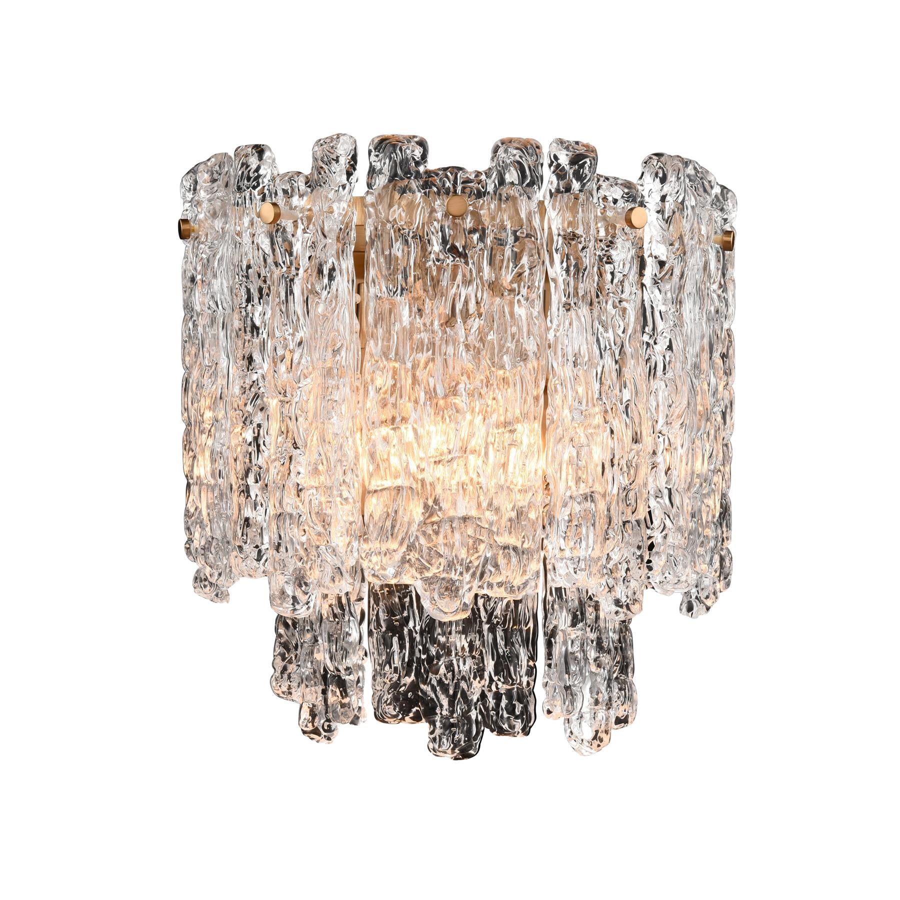 Franklite Icicle 2 Light Wall Light In Aged Brass With Ice Shaped Glass FL2454-2