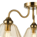 Erika 3 Light Semi-Flush Antique Bronze and Amber Glass ERI5363