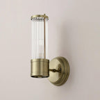 Pillar 1 Light Bathroom Wall Light In Antique Brass And Clear Glass Rods IP44 E14
