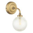 Laura Ashley Langdon Bathroom Wall Light Matt Antique Brass and Textured Glass IP44 LA3756716-Q