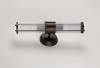 Pillar Up And Down 2 Light Bathroom Wall Light In Bronze And Clear Glass Rods IP44 E14
