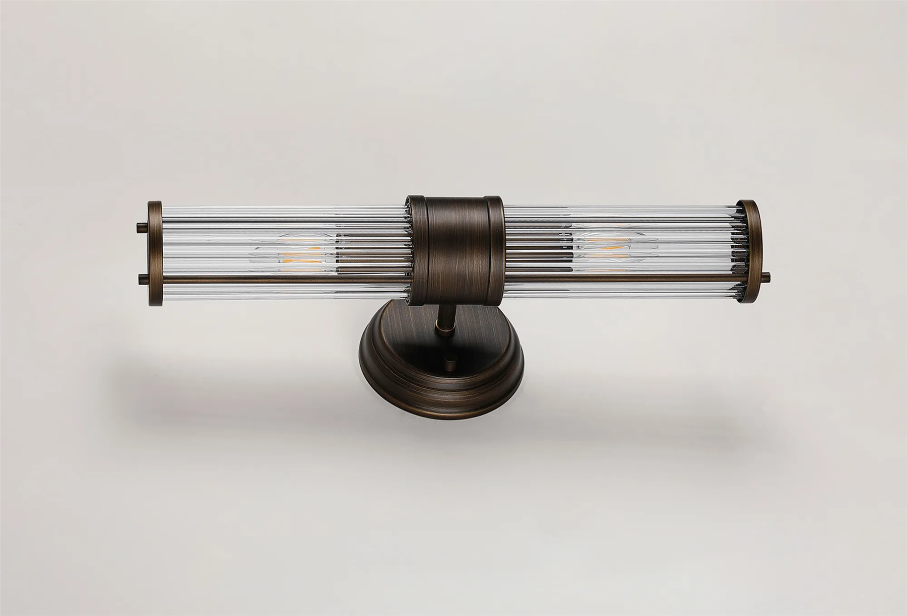 Pillar Up And Down 2 Light Bathroom Wall Light In Bronze And Clear Glass Rods IP44 E14