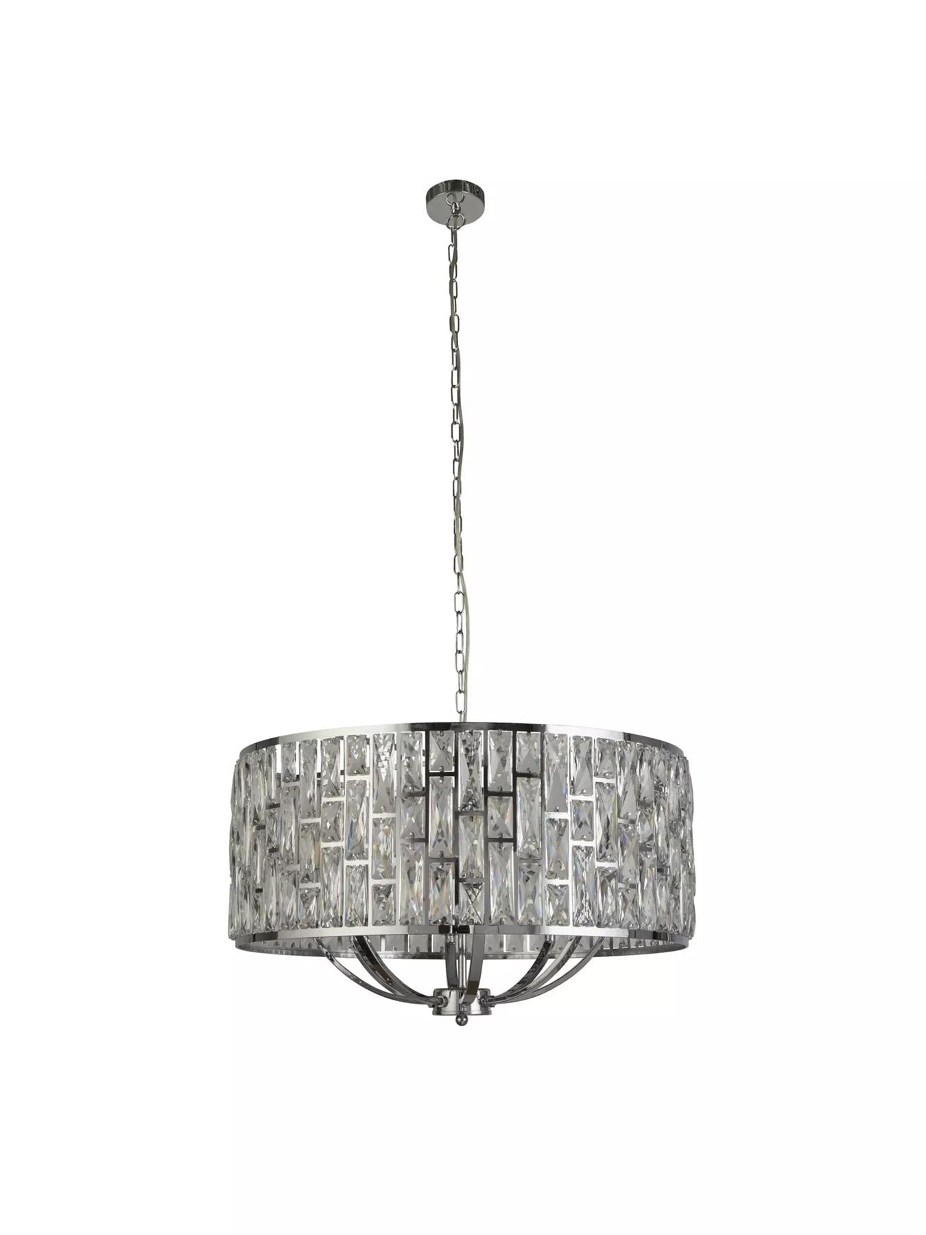Bijou 8 Light Ceiling Pendant Light In Chrome Finish With Crystal Glass 6588-8CC