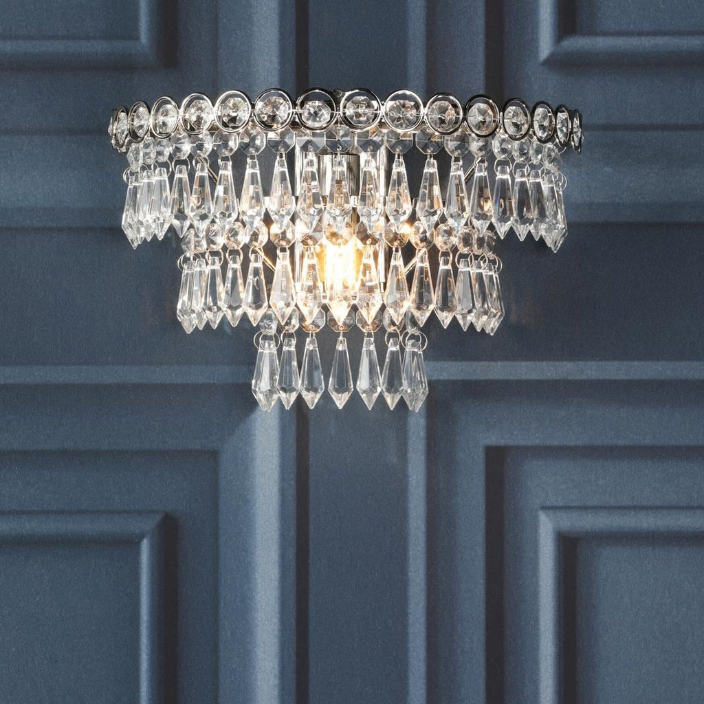 Laura Ashley Enid Wall Light Faceted Glass and Polished Nickel LA3727749-Q
